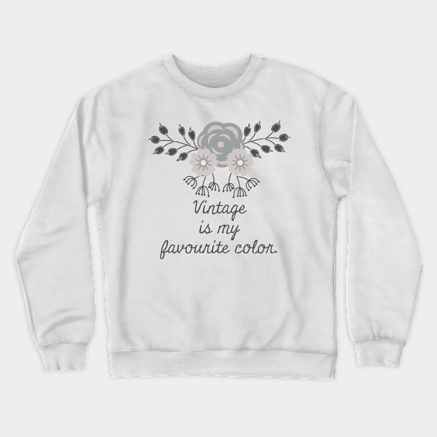 Vintage Country House Design Gray Crewneck Sweatshirt by Qwerdenker Music Merch